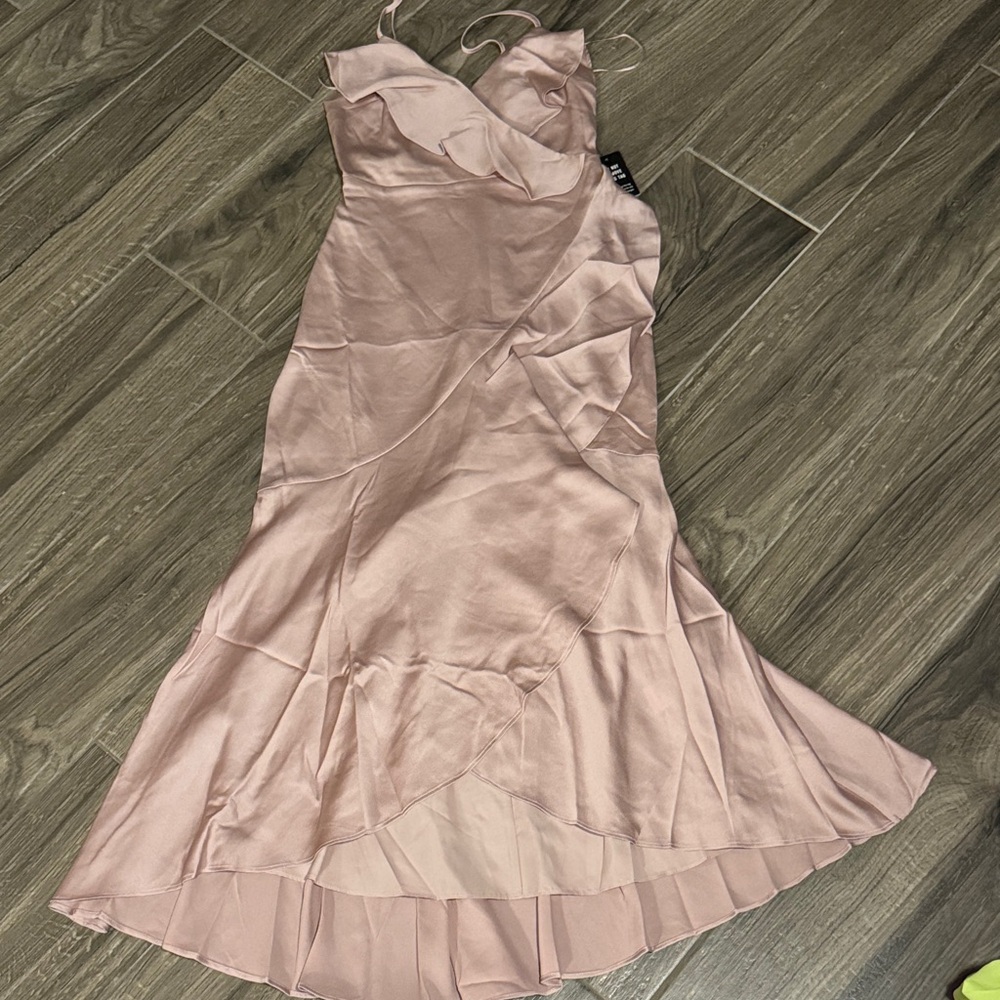 Zara Blush Asymmetrical Satin Dress